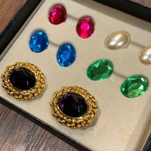 SOLD! interchangeable gemstone earrings KJL vintage